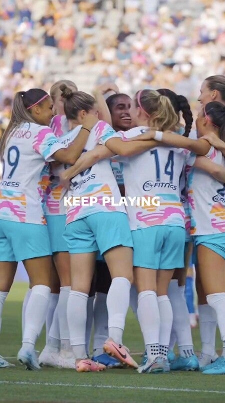 image by 24 Hour Fitness containing huddle, football team, woman, girl, match